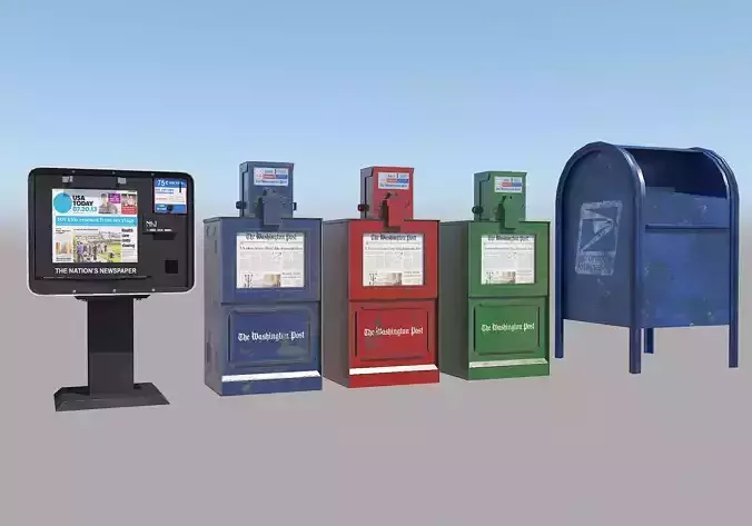 Newspaper Boxes Post box New York City Low-poly 3D model
