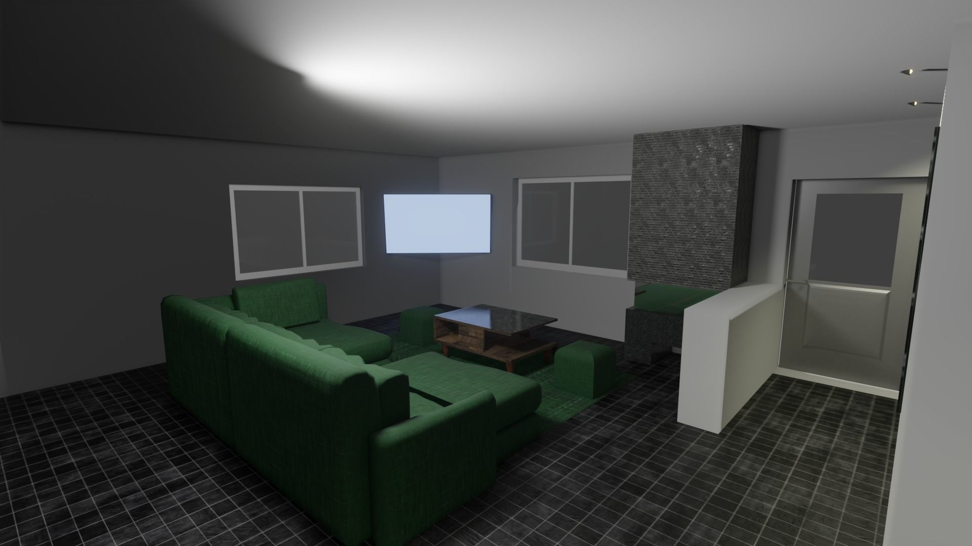 House living room with furniture 3D model_2