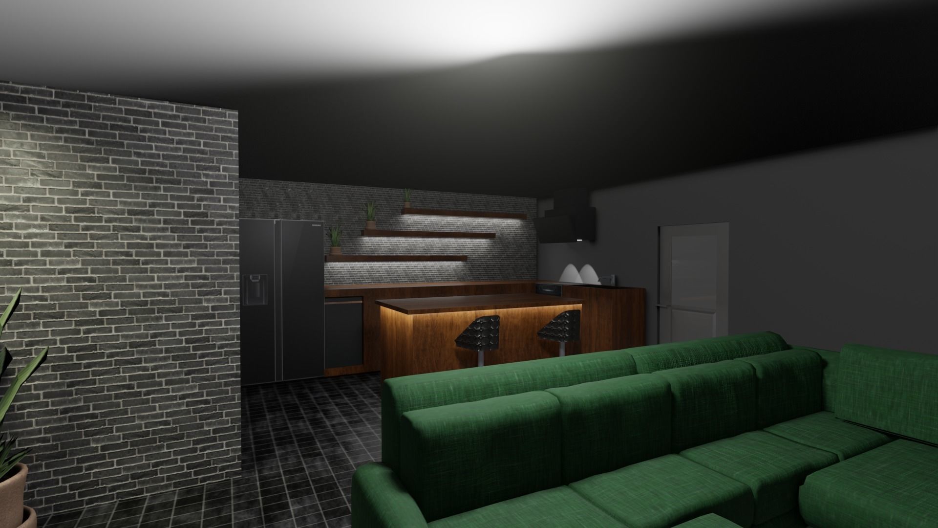 House living room with furniture 3D model_1