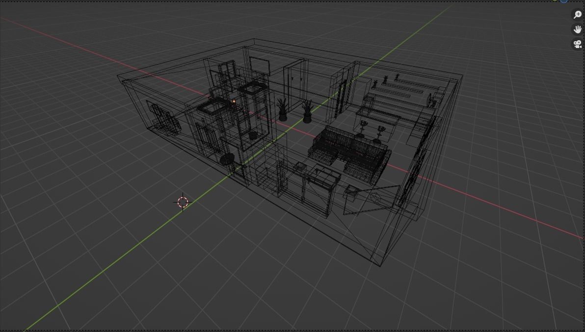 House living room with furniture 3D model_6