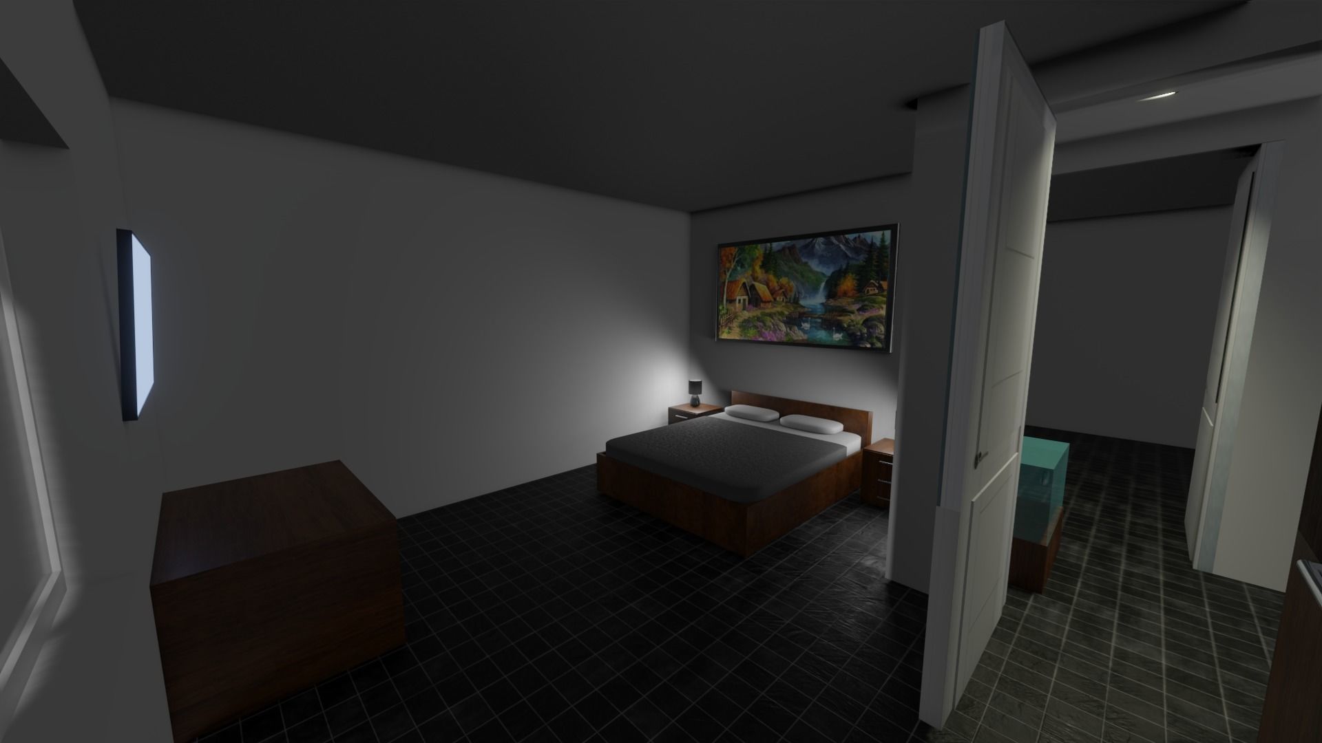 House living room with furniture 3D model_4