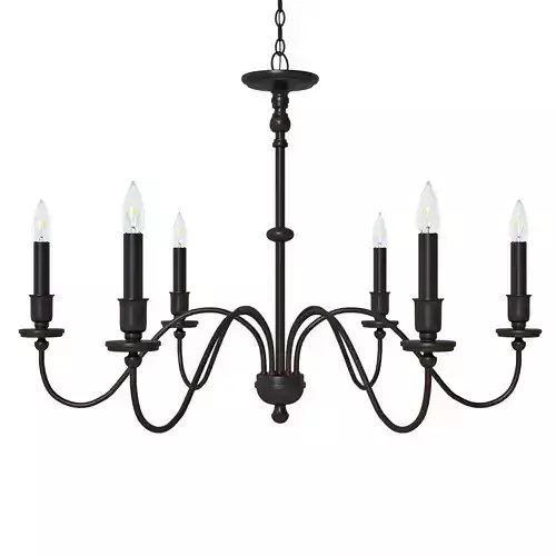 Six Light Chandelier in Matte Black
