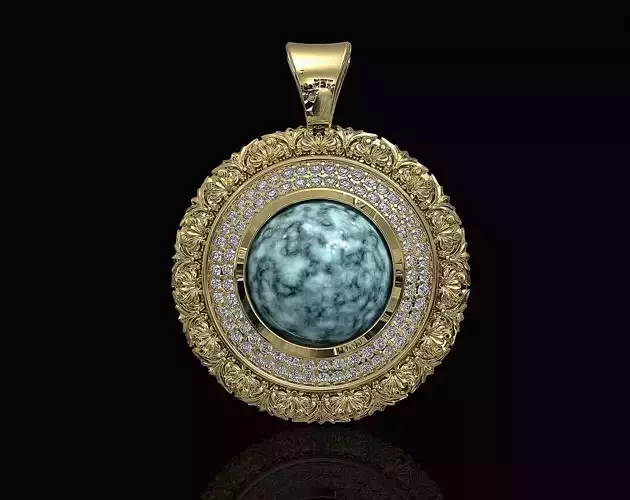 Oriental Cabochon Pendant 3D print model
