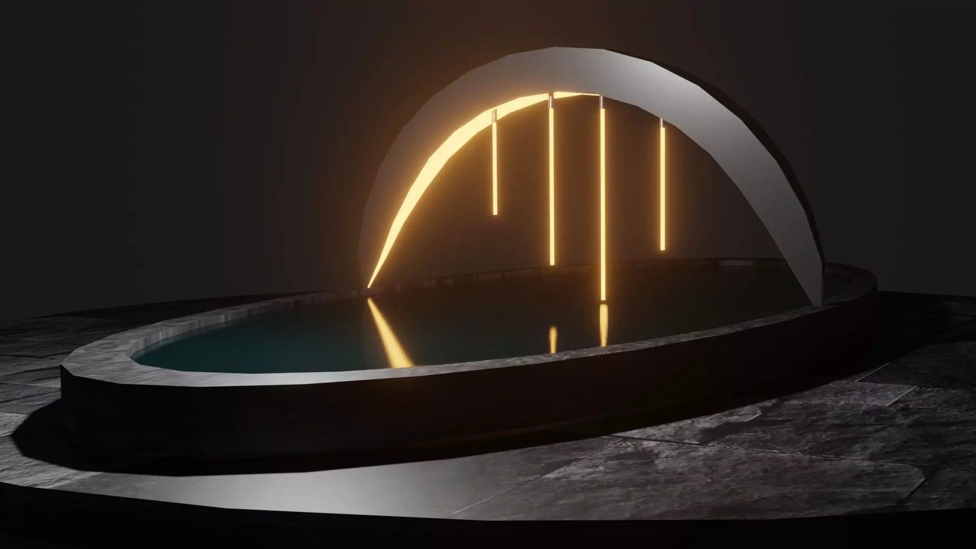 Fountain with light shining 3D model_0