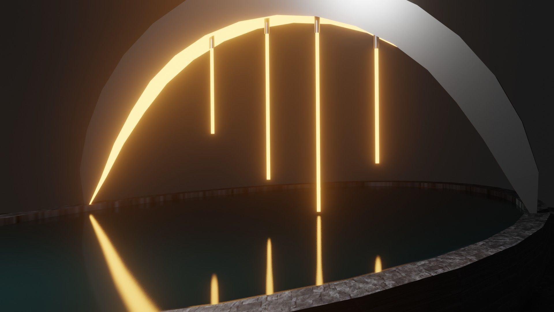 Fountain with light shining 3D model_2