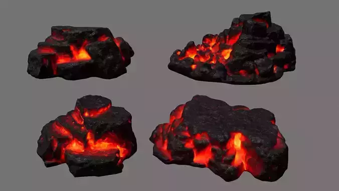 Rock Set with flames