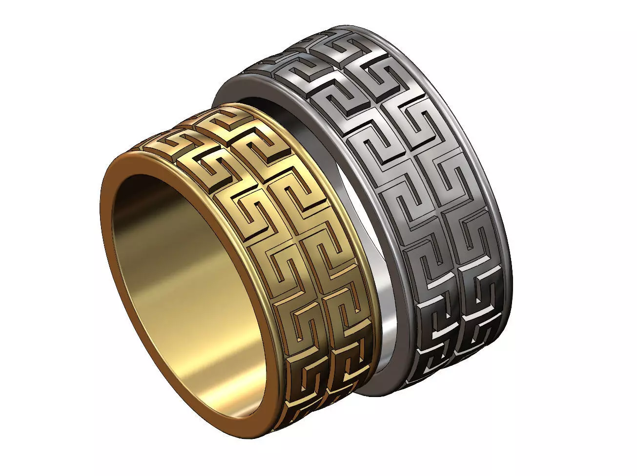 Double row Meandre Greek key pattern band 3D print model