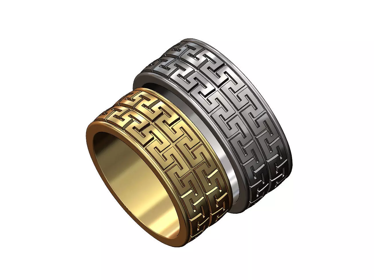 Double row Meandre Greek key pattern ring 3D print model_0