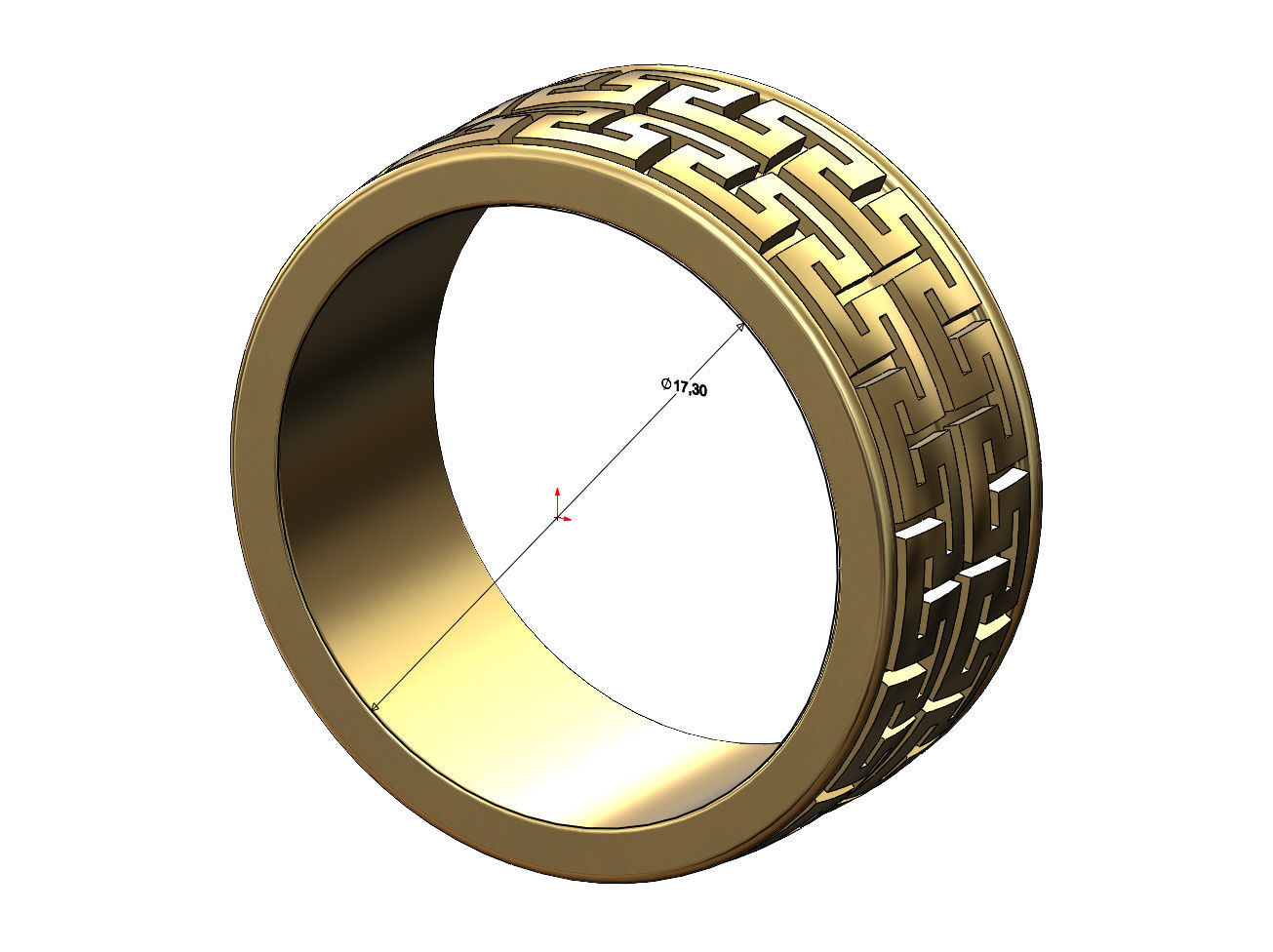 Double row Meandre Greek key pattern ring 3D print model_3