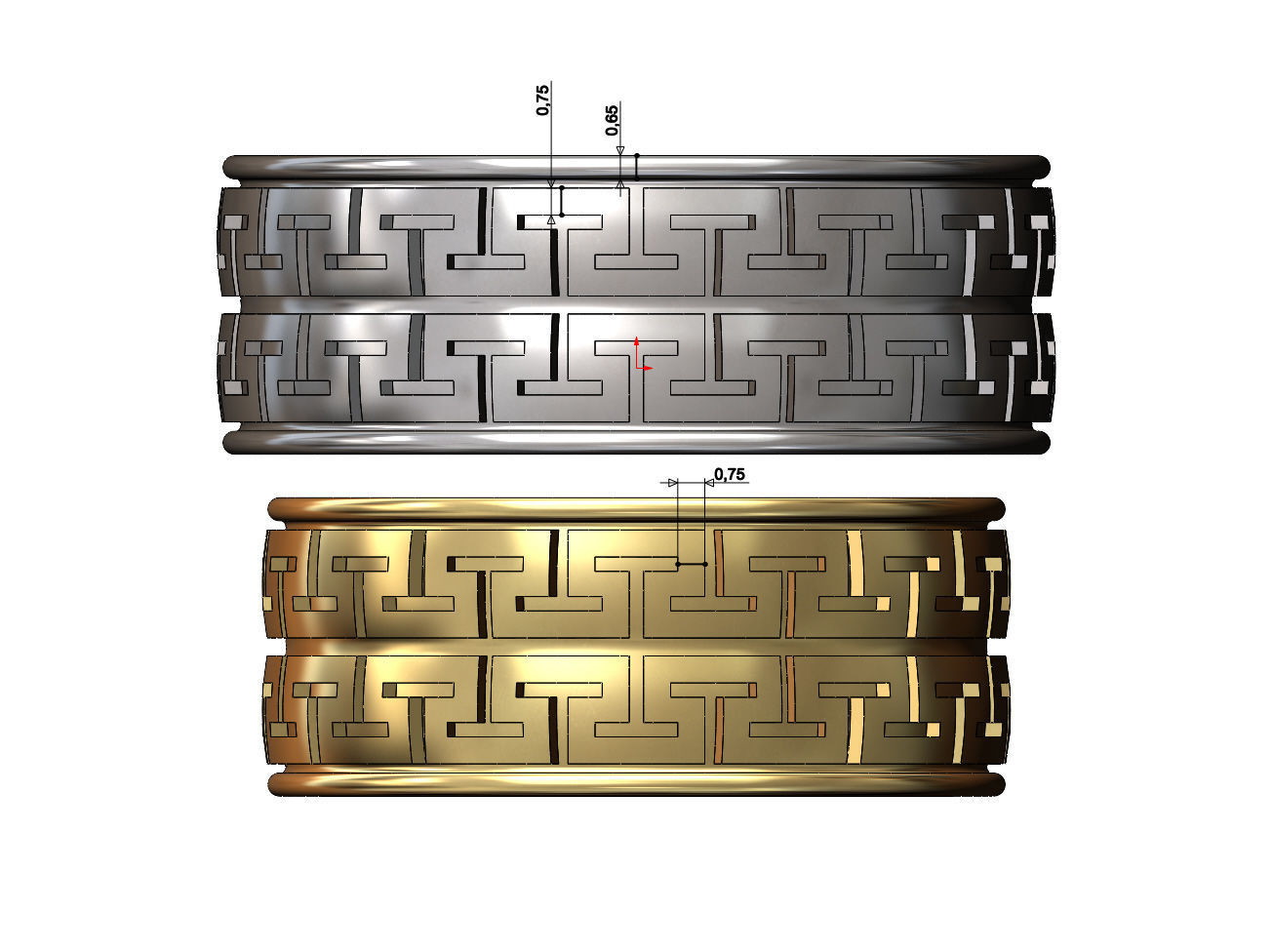 Double row Meandre Greek key pattern ring 3D print model_7