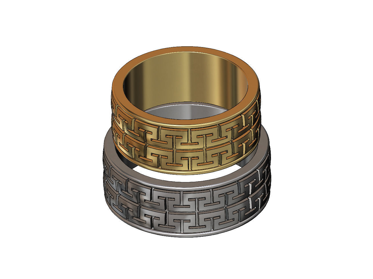 Double row Meandre Greek key pattern ring 3D print model_1