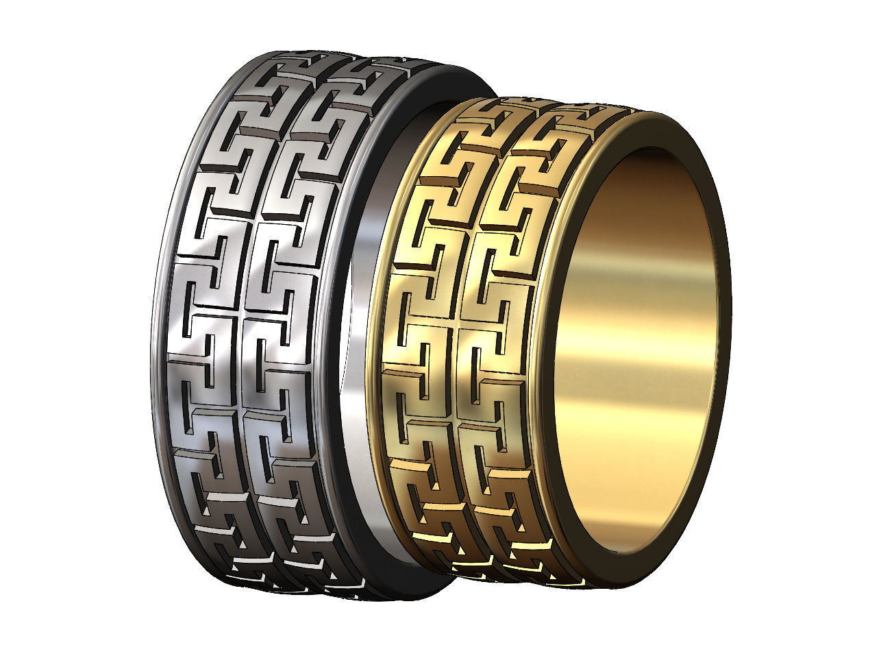 Double row Meandre Greek key pattern ring 3D print model_2