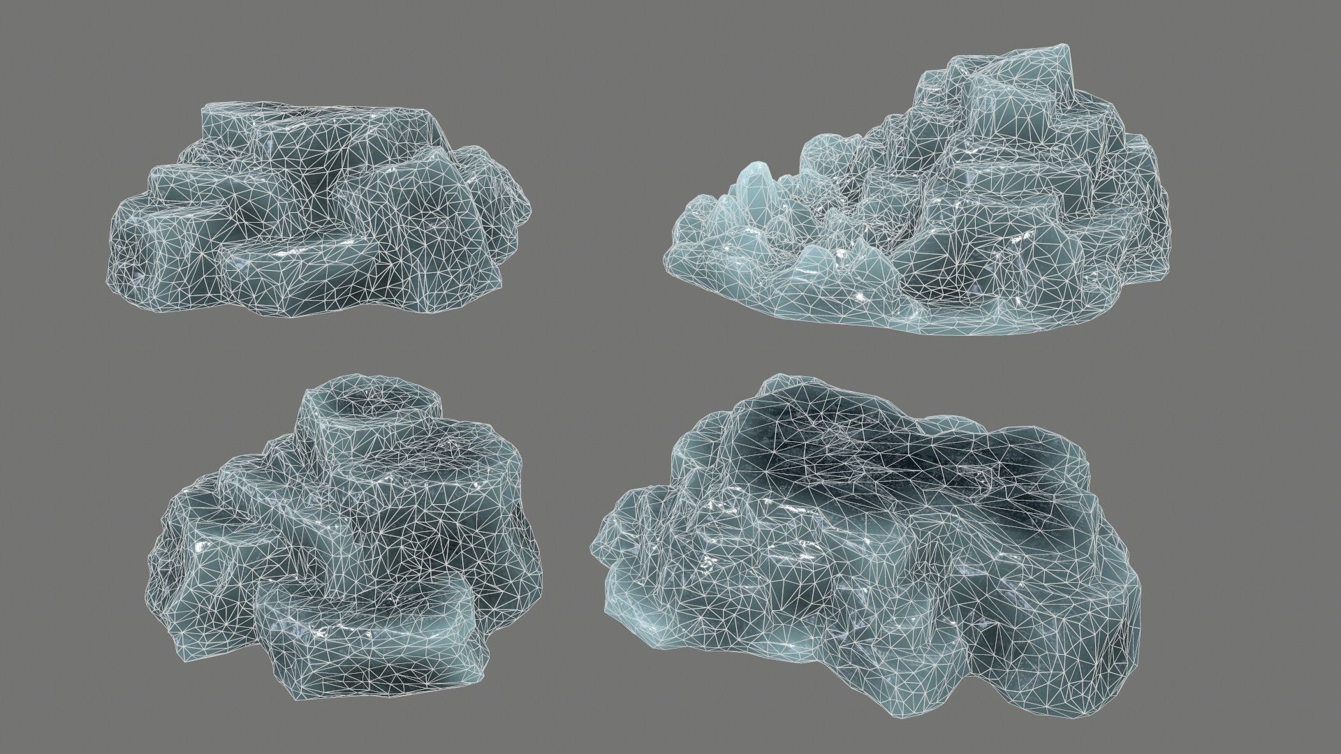 Rock Set piece of Low-poly 3D model_1