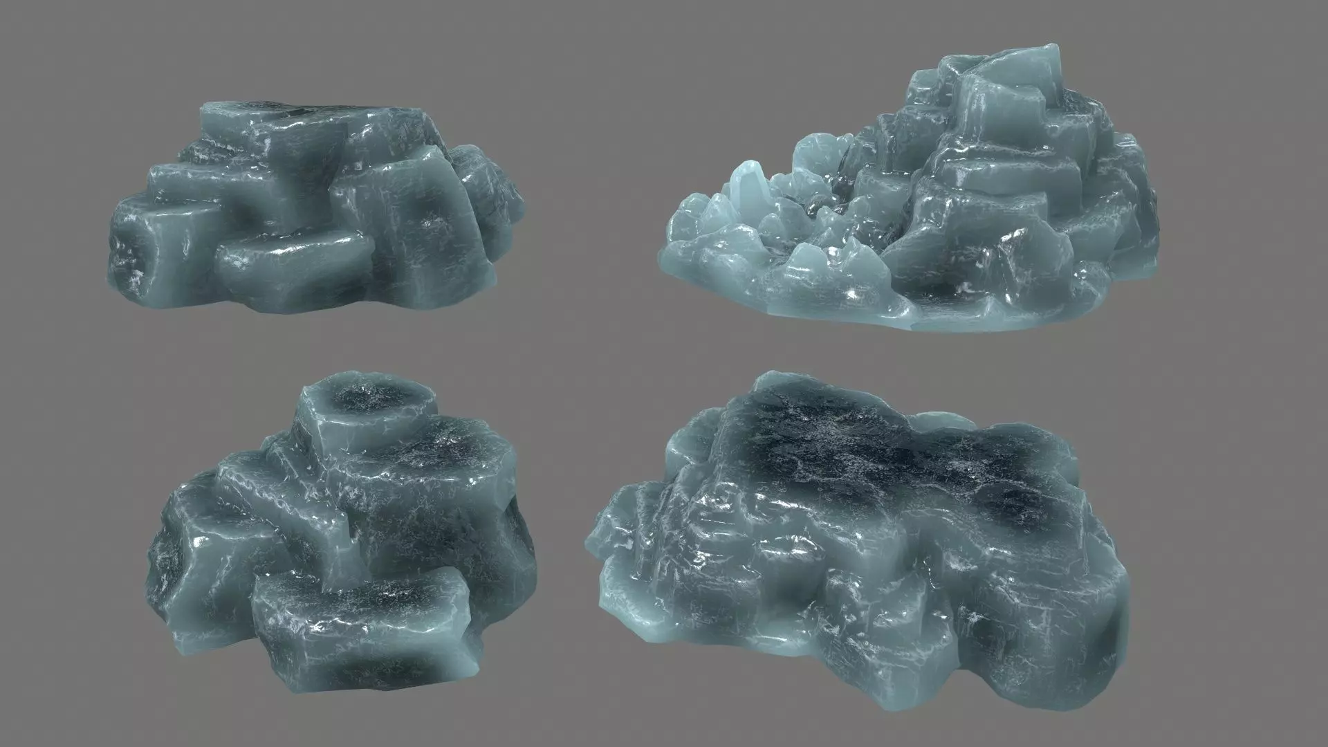 Rock Set piece of Low-poly 3D model_0