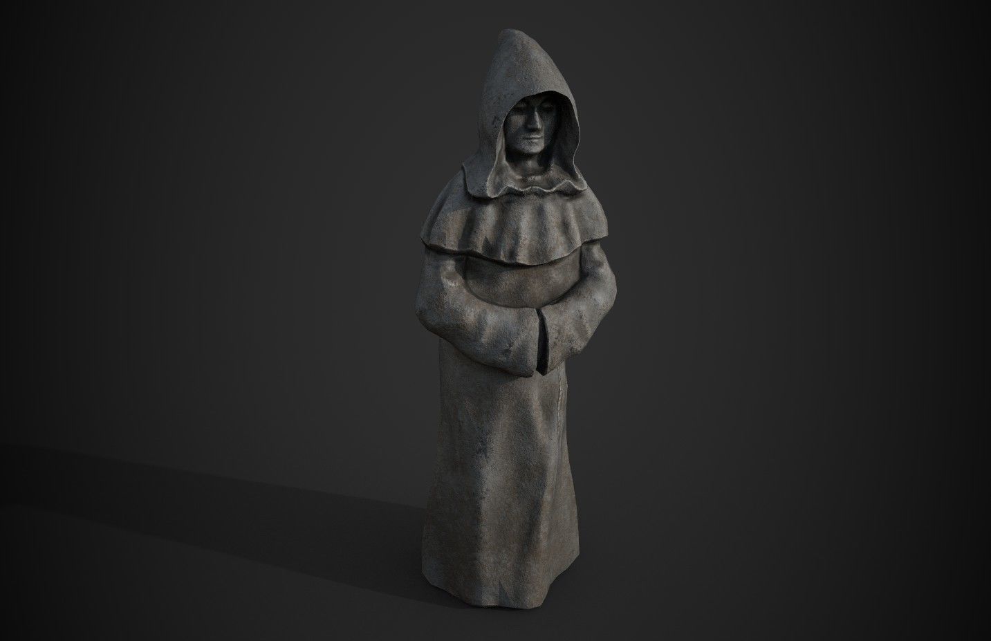 Monk Statue Low-poly 3D model_1