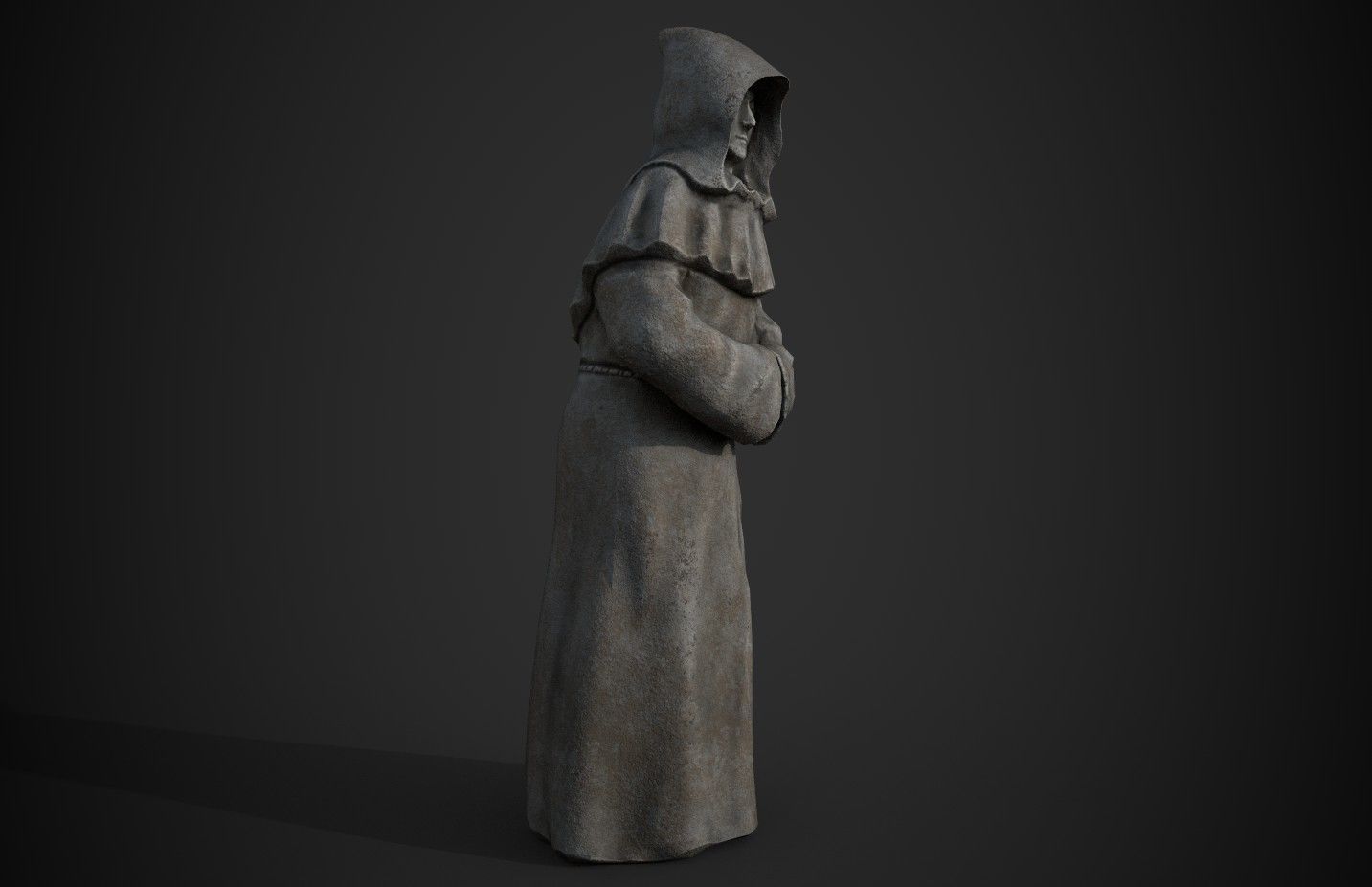 Monk Statue Low-poly 3D model_2