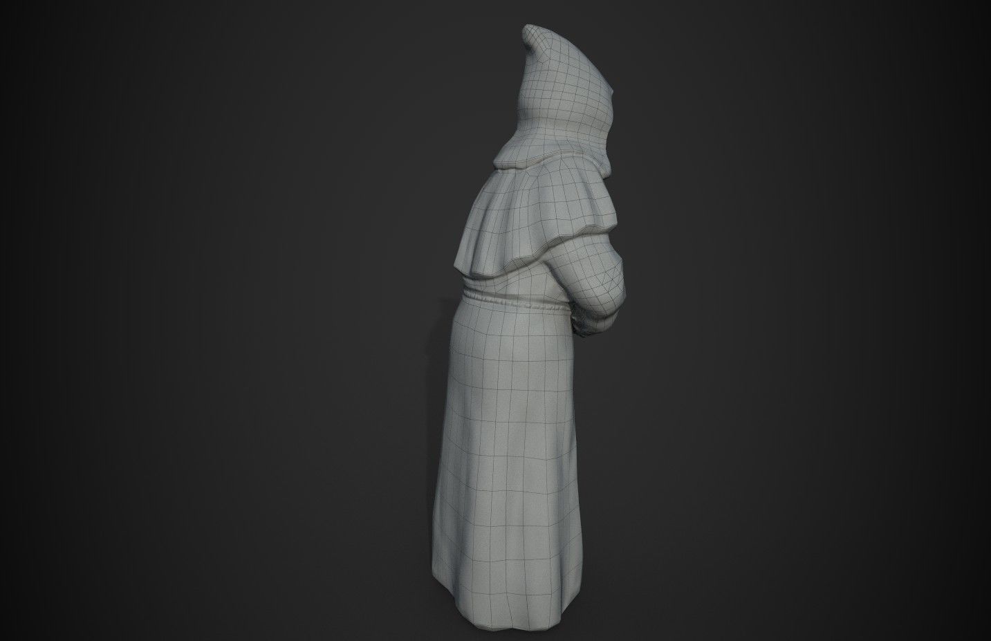 Monk Statue Low-poly 3D model_7