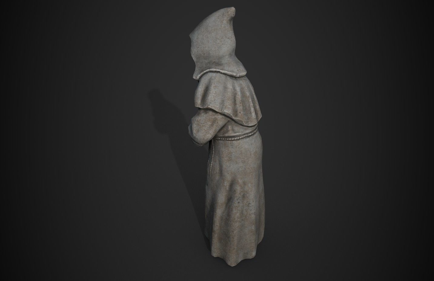 Monk Statue Low-poly 3D model_4