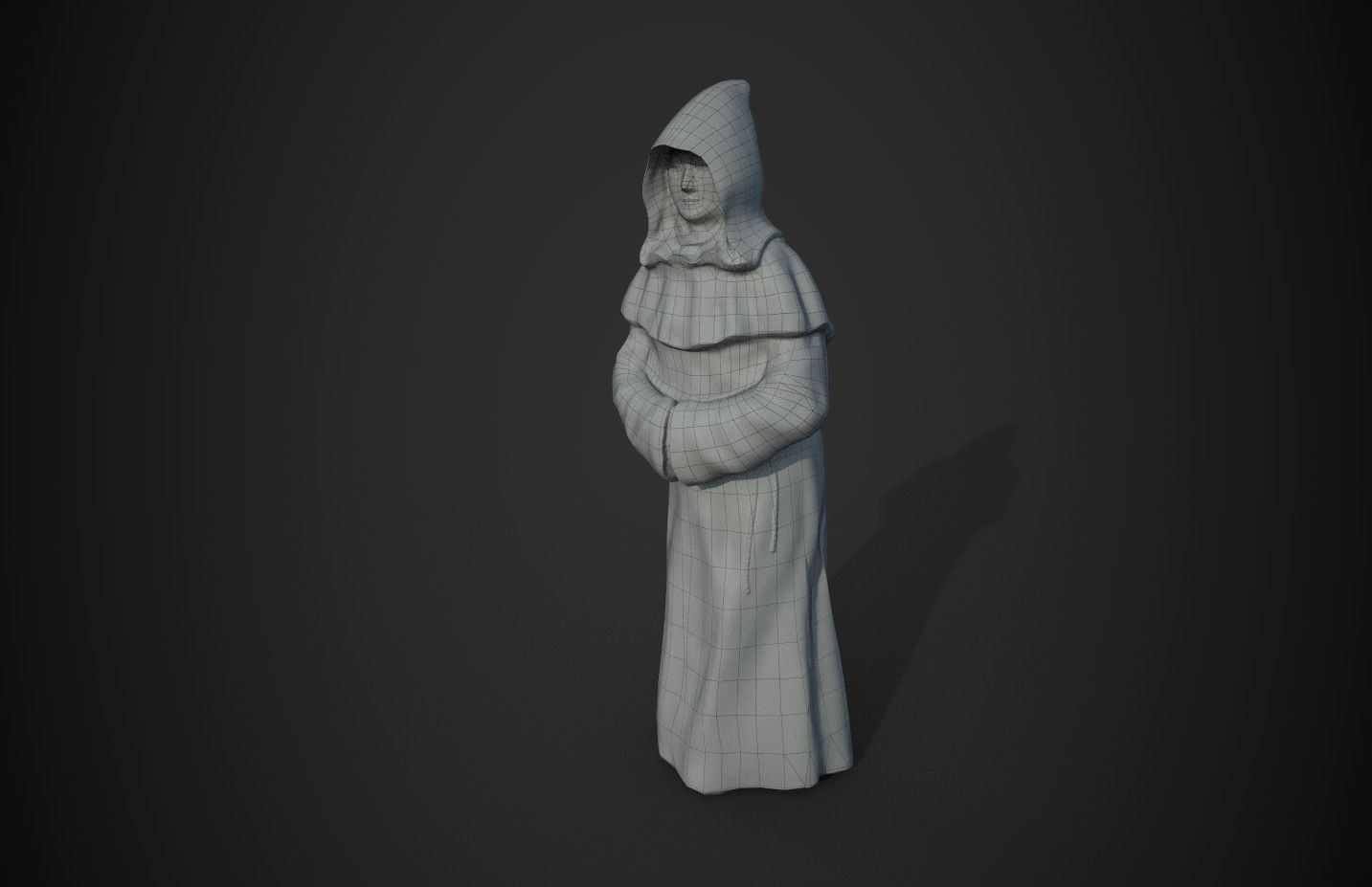 Monk Statue Low-poly 3D model_6