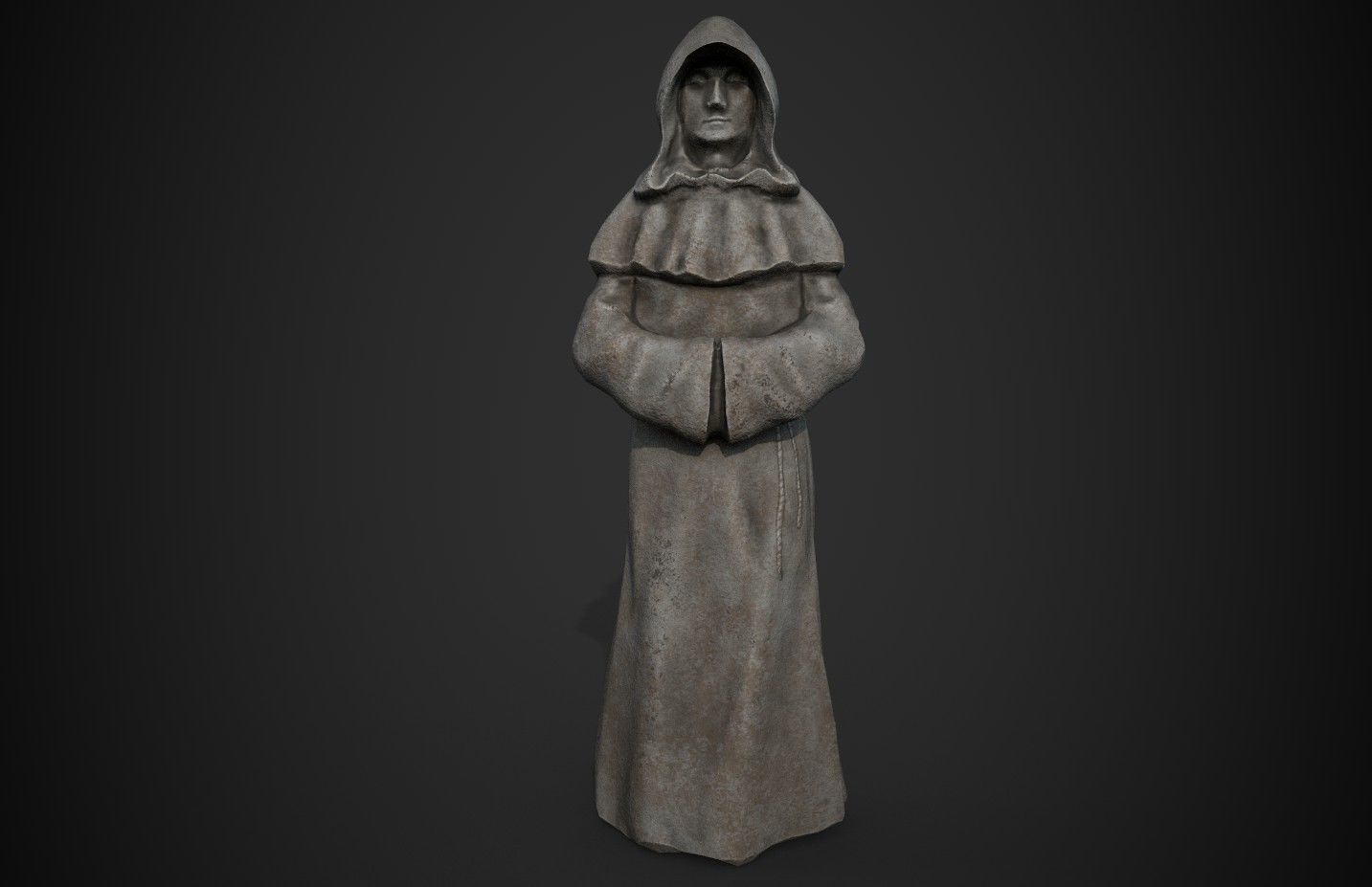 Monk Statue Low-poly 3D model_3