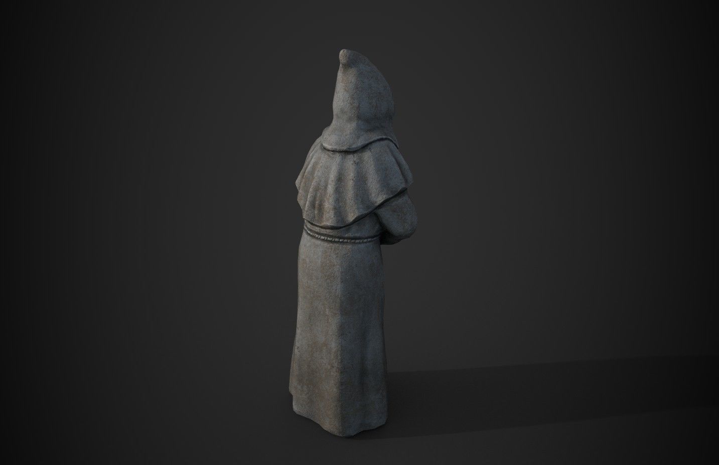 Monk Statue Low-poly 3D model_5