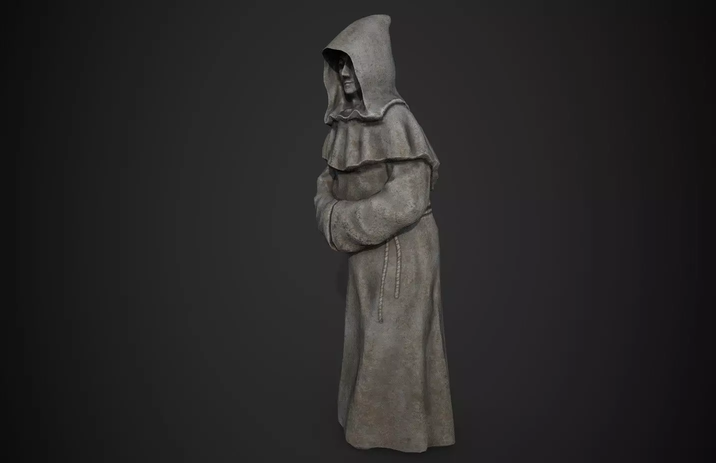 Monk Statue Low-poly 3D model_0