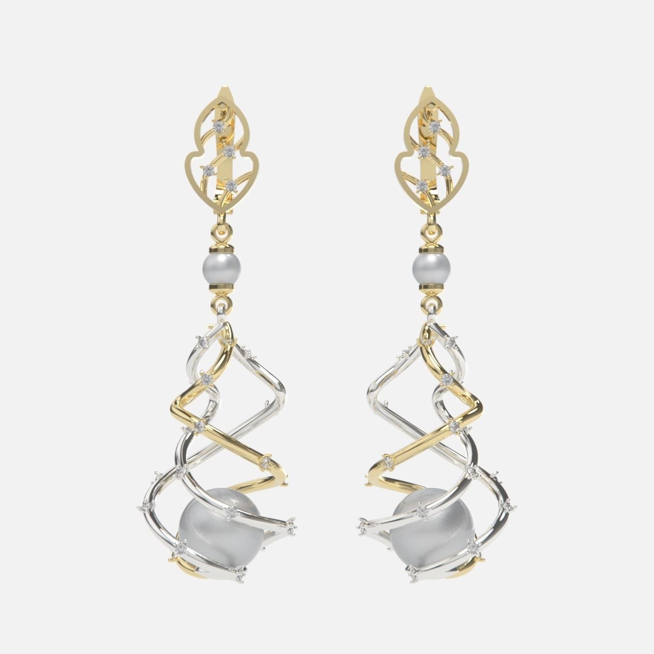 earrings with pearls 3D print model_9