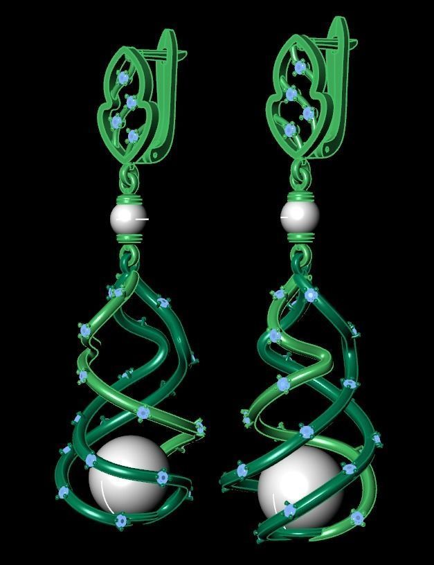 earrings with pearls 3D print model_17