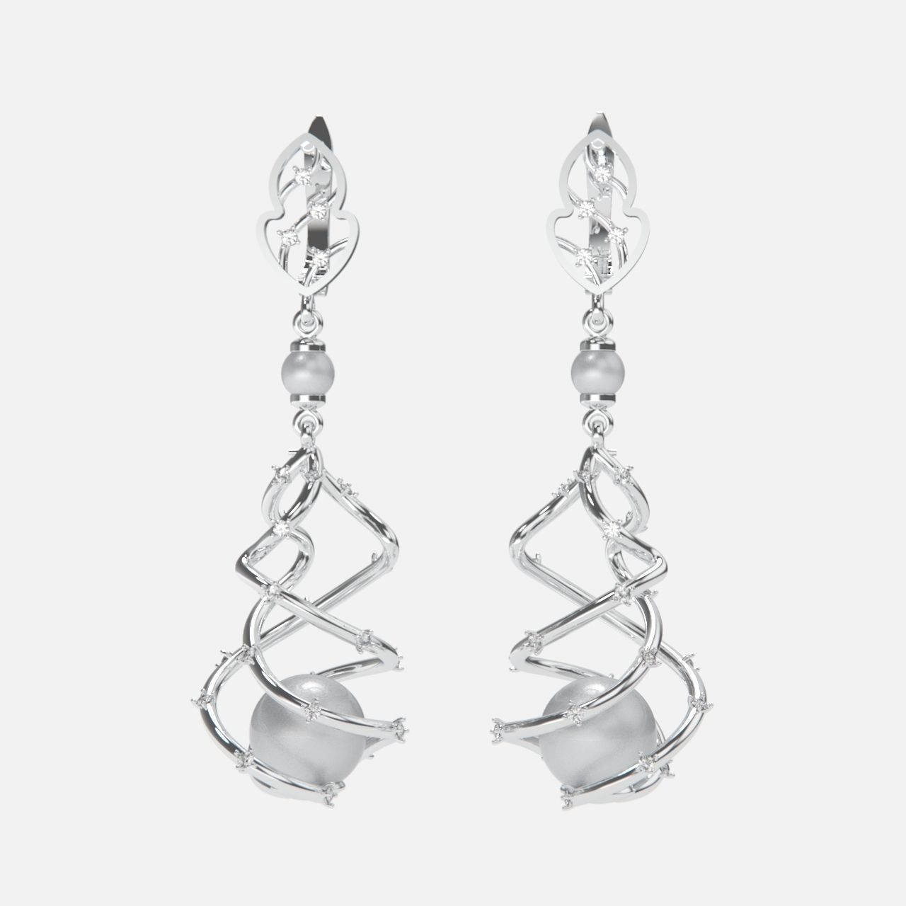 earrings with pearls 3D print model_12