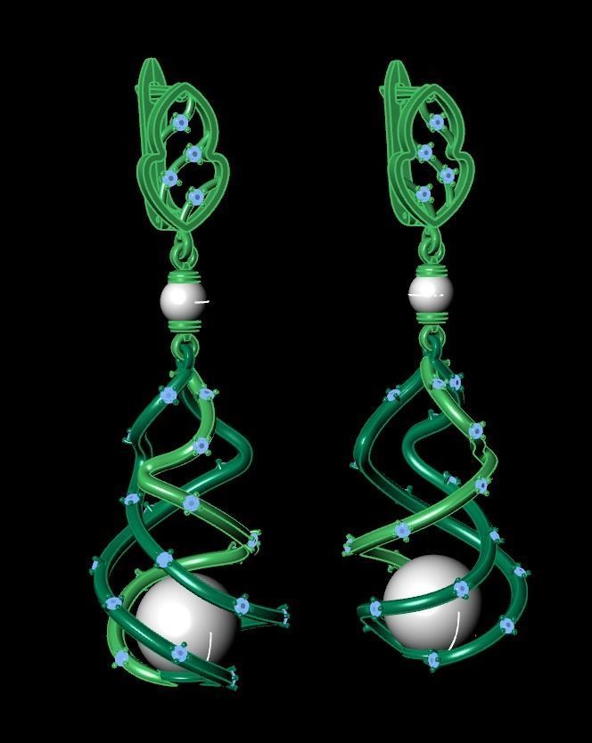 earrings with pearls 3D print model_15