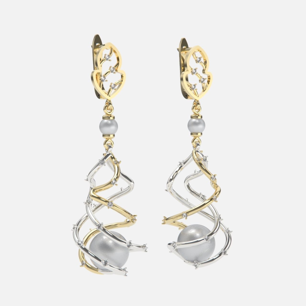 earrings with pearls 3D print model_8