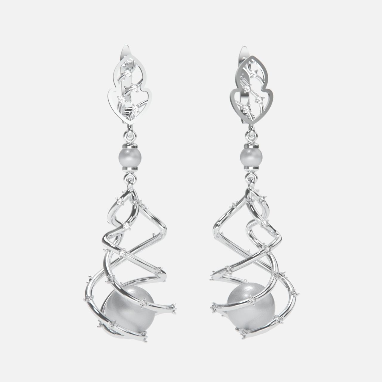earrings with pearls 3D print model_13