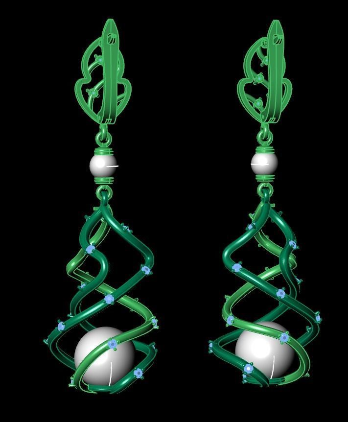 earrings with pearls 3D print model_16