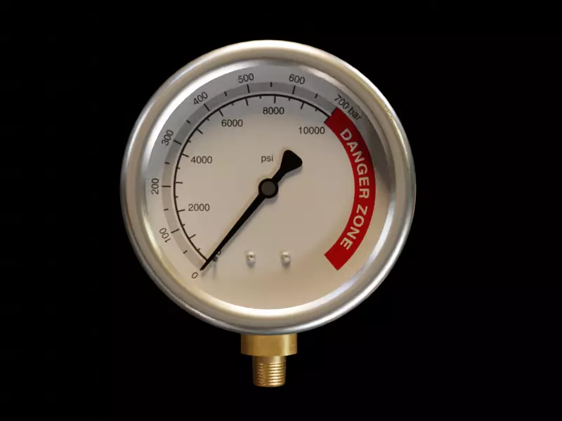 10000 PSI Pressure Gauge 3D model_0