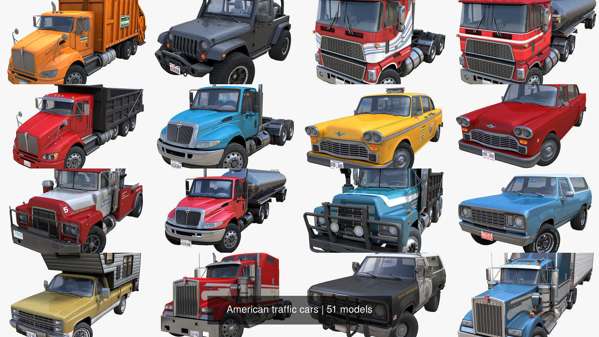 American traffic cars 3D Model Collection_10
