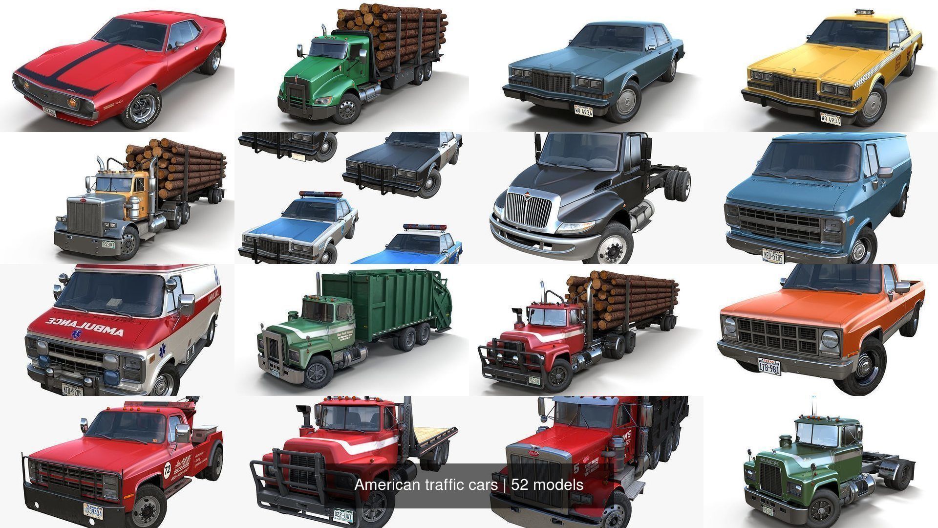 American traffic cars 3D Model Collection_5