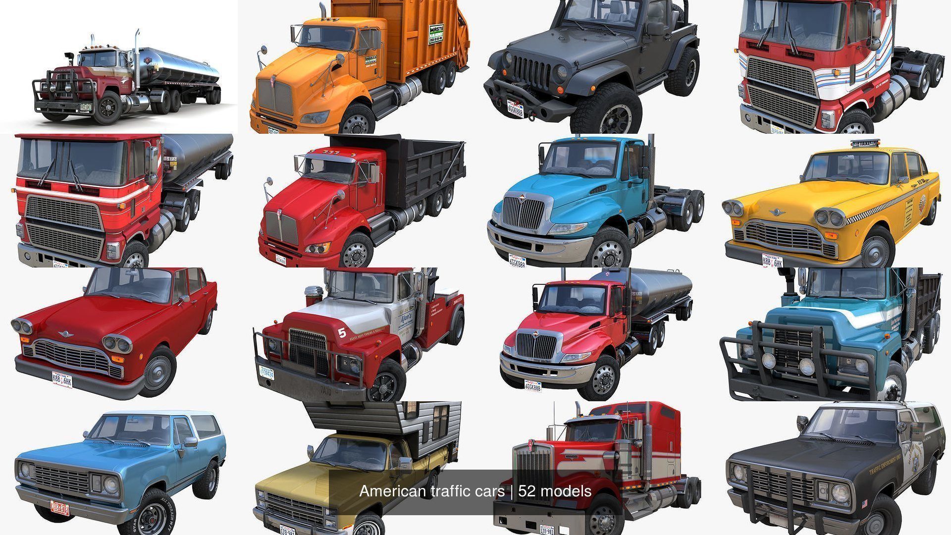 American traffic cars 3D Model Collection_8