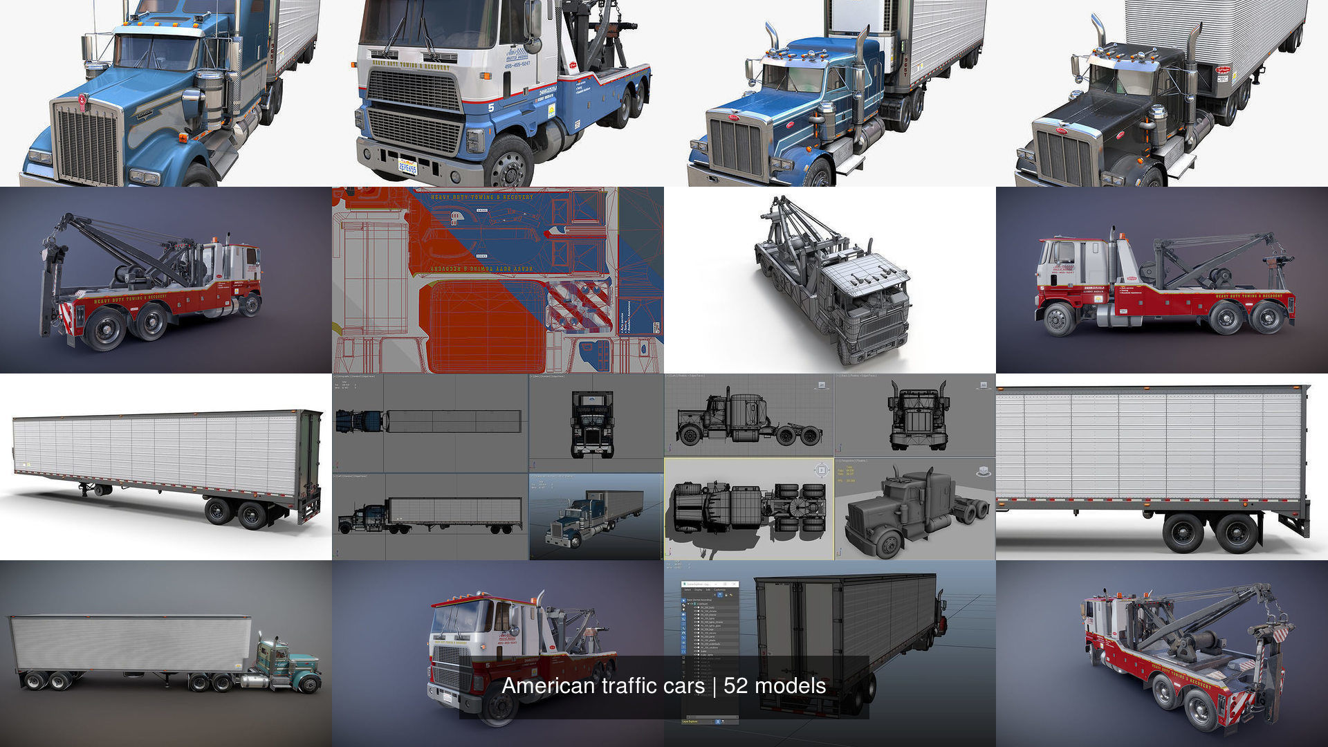 American traffic cars 3D Model Collection_11