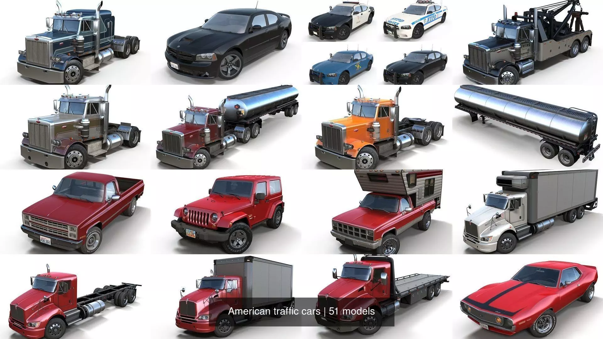 American traffic cars 3D Model Collection_4