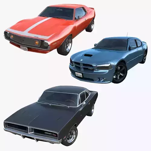 American muscle cars 3D Model Collection