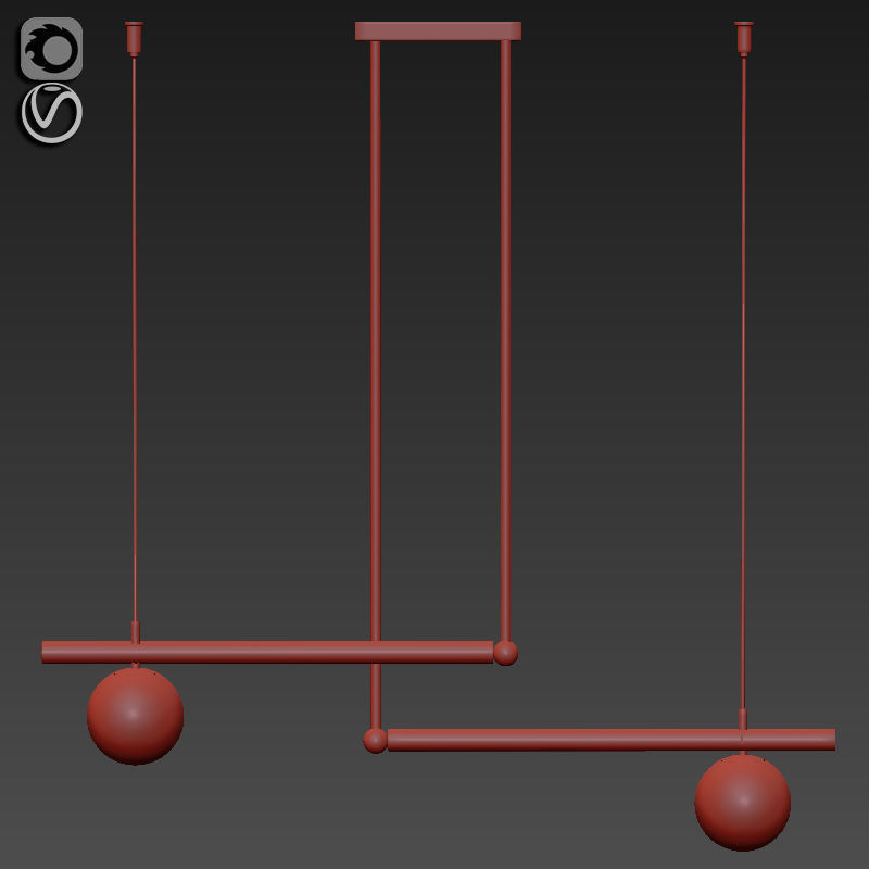 Barra Lamp With Ball Shaped Shades 3D model_2