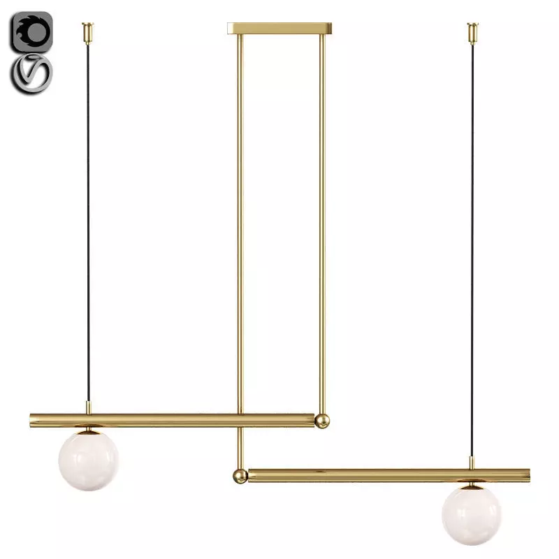 Barra Lamp With Ball Shaped Shades 3D model_0