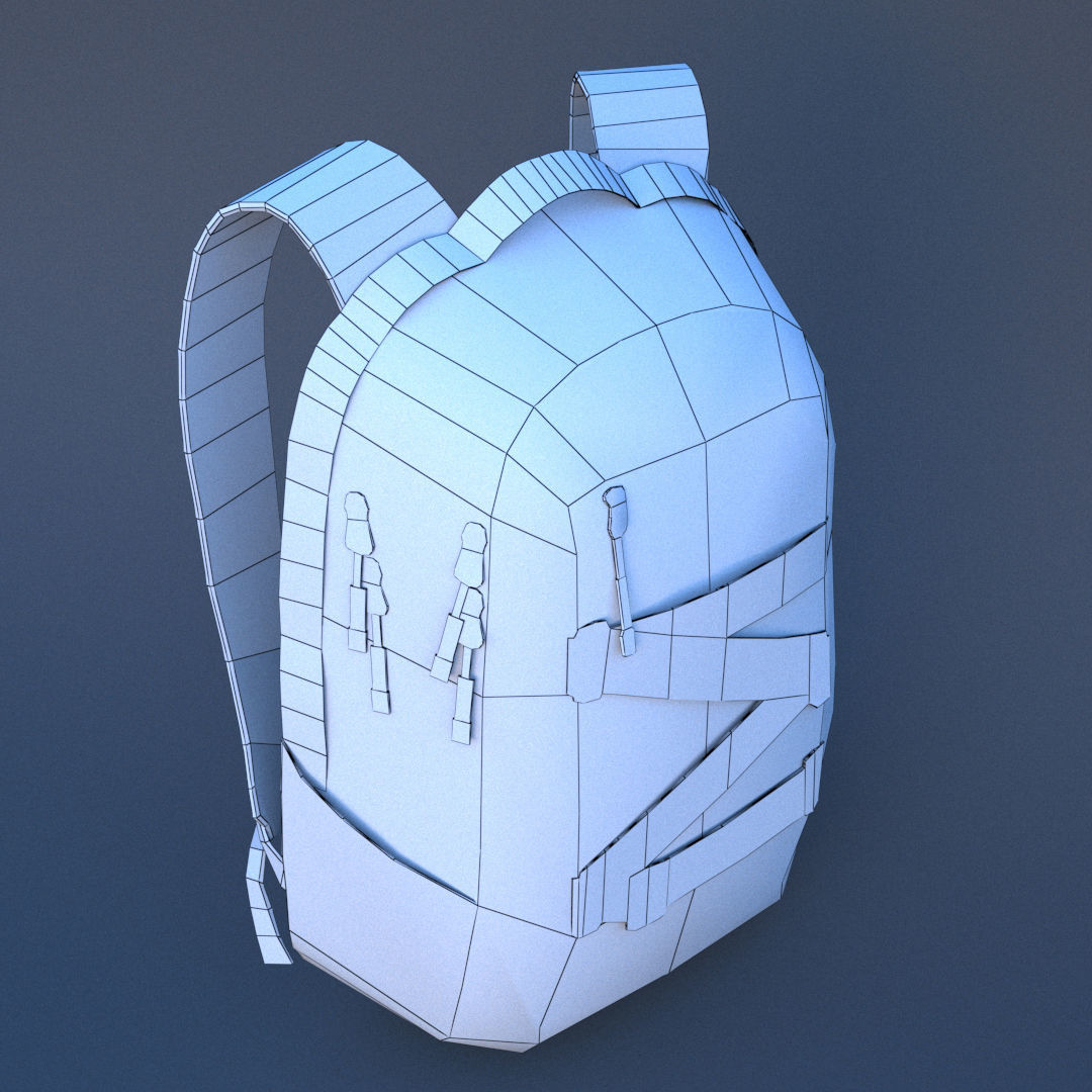 Backpack with orange straps Low-poly 3D model_6
