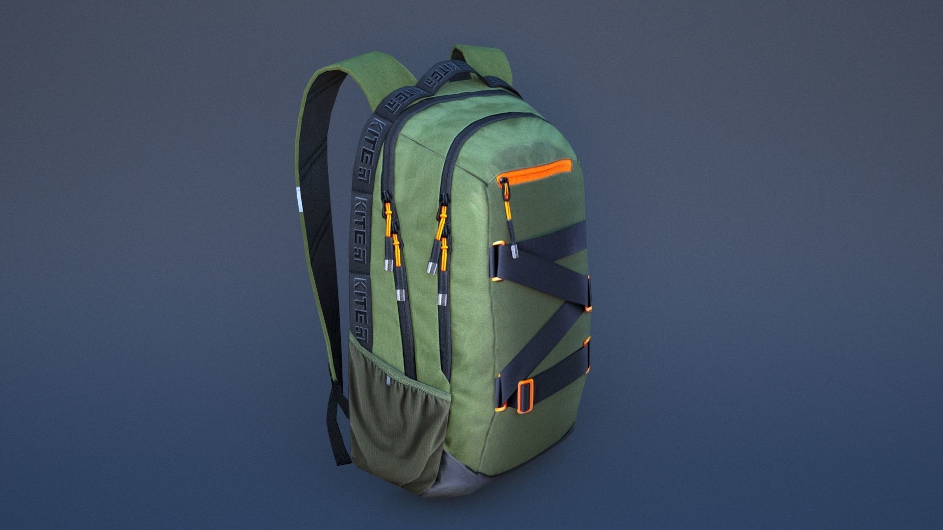 Backpack with orange straps Low-poly 3D model_14