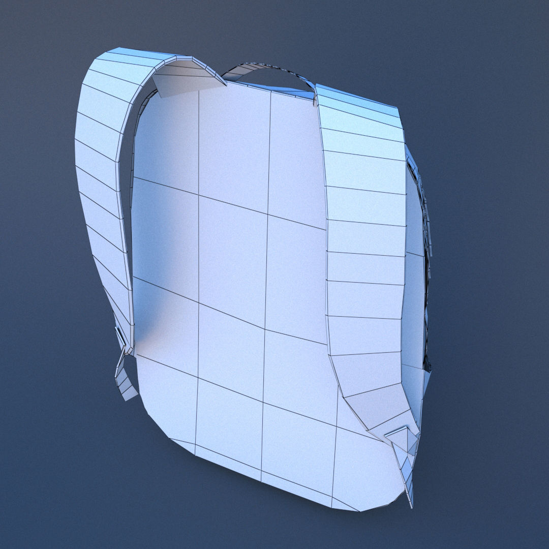 Backpack with orange straps Low-poly 3D model_7