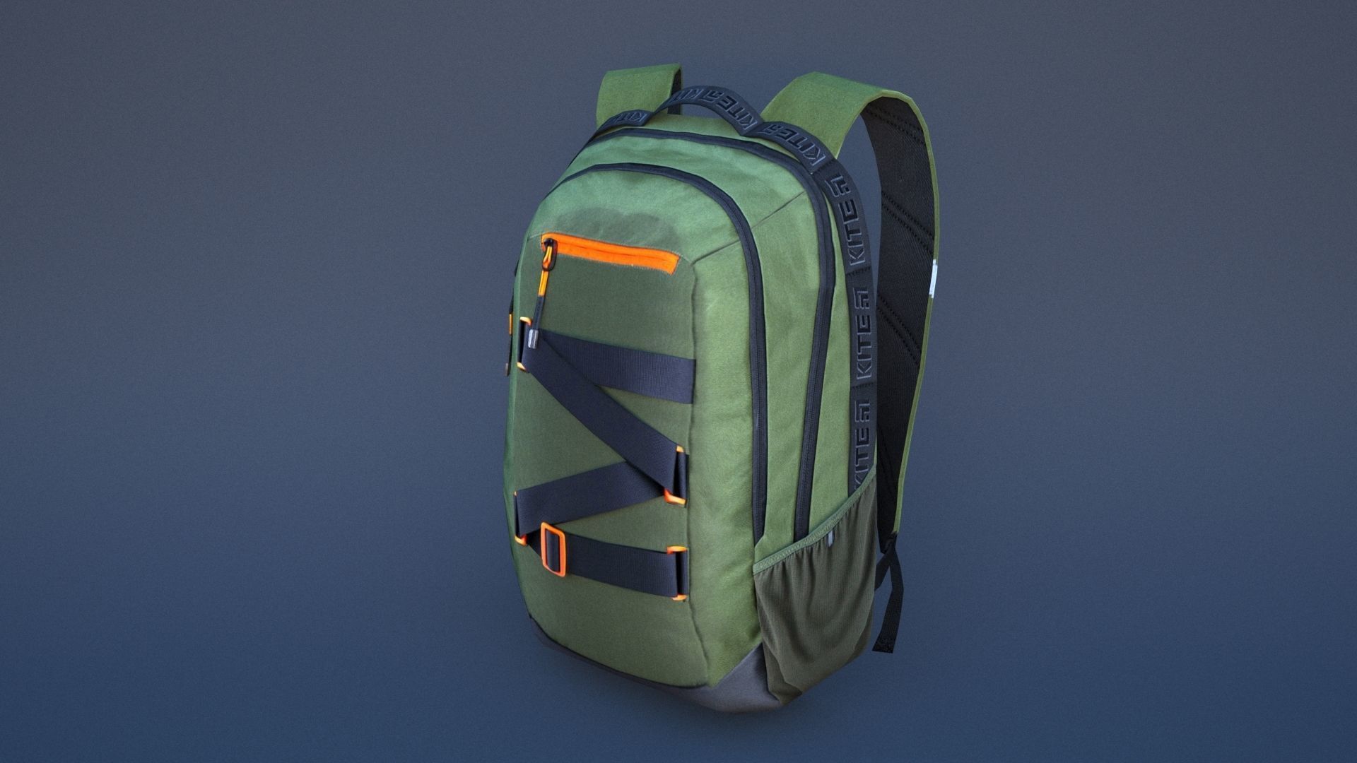 Backpack with orange straps Low-poly 3D model_41