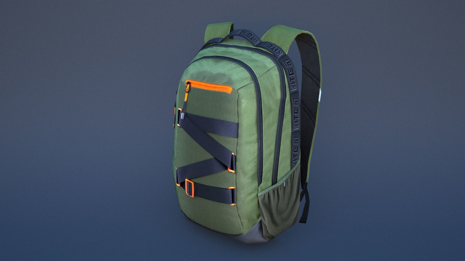 Backpack with orange straps Low-poly 3D model_42