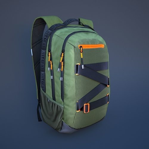 Backpack with orange straps Low-poly 3D model