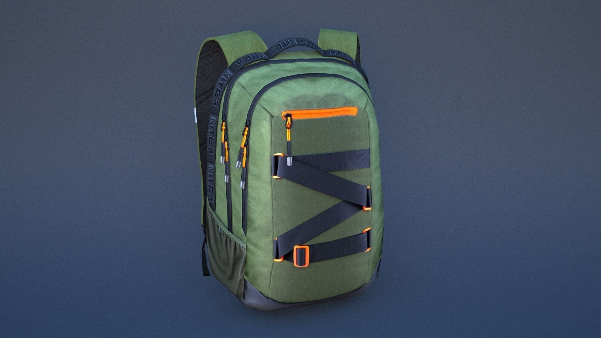 Backpack with orange straps Low-poly 3D model_11