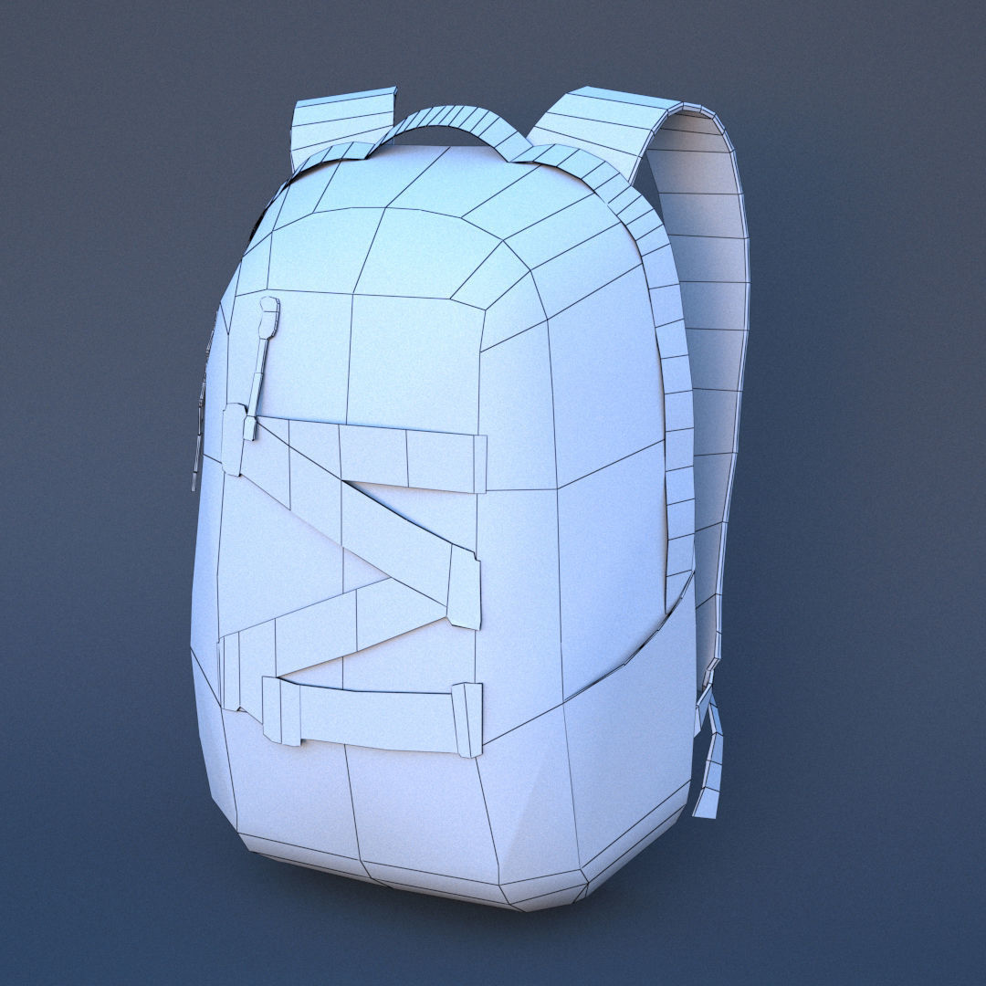 Backpack with orange straps Low-poly 3D model_5